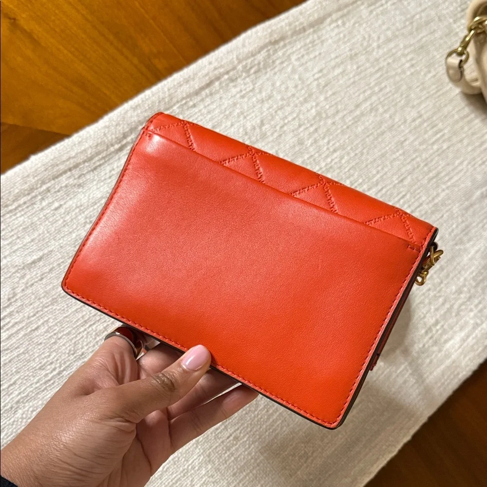 Tory Burch Orange Quilted Crossbody Bag - Picture 5 of 9